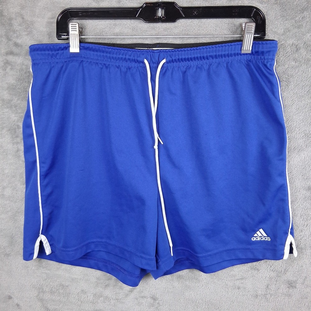 Vintage Adidas Mens Medium Blue Soccer Shorts White Piping 712930 ARC001